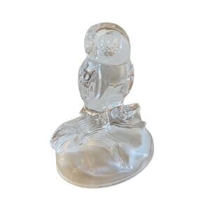 Vintage Cristal d'Arques Crystal Owl Figurine France 5.75" Frosted Base
